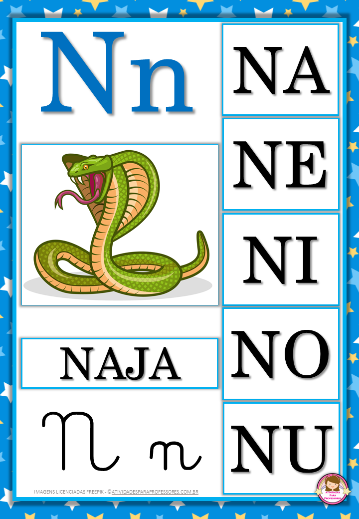 cartaz alfabeto parede azul letra N - 2