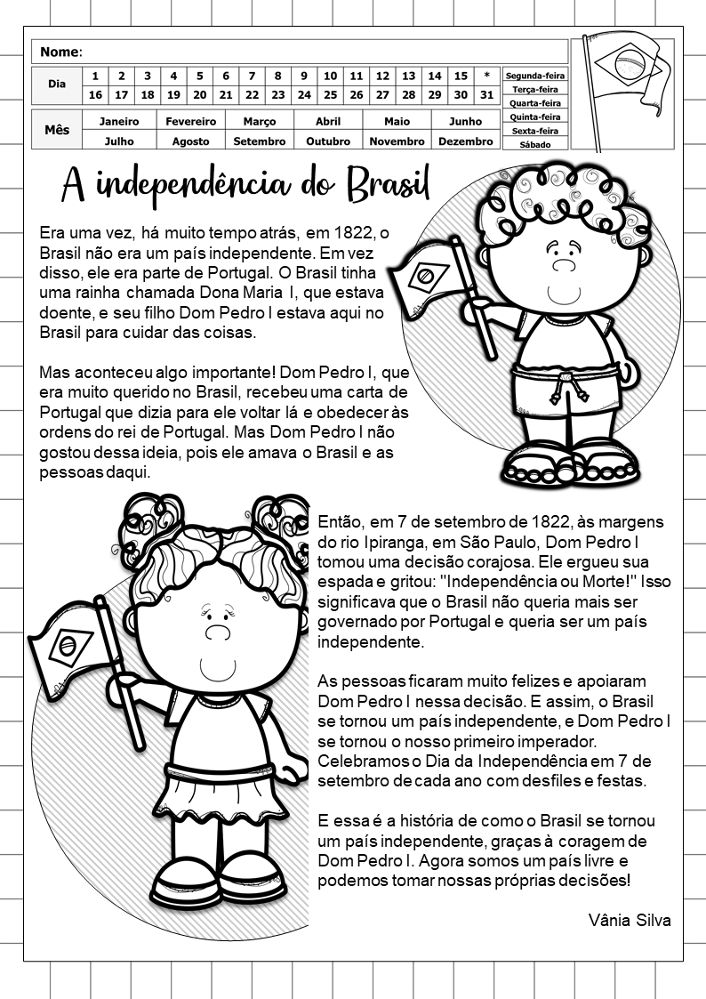 Atividades para 7 de Setembro - 3º Ano