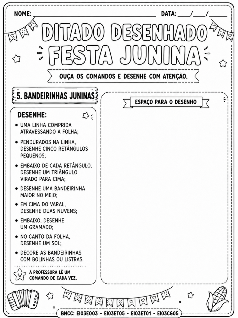 ditado desenhado festa junina