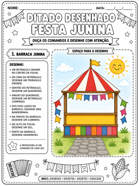 Ditado Desenhado – Festa Junina ditado desenhado festa junina barraca junina