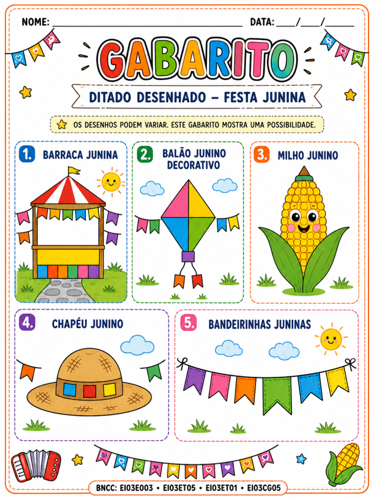 ditado desenhado festa junina