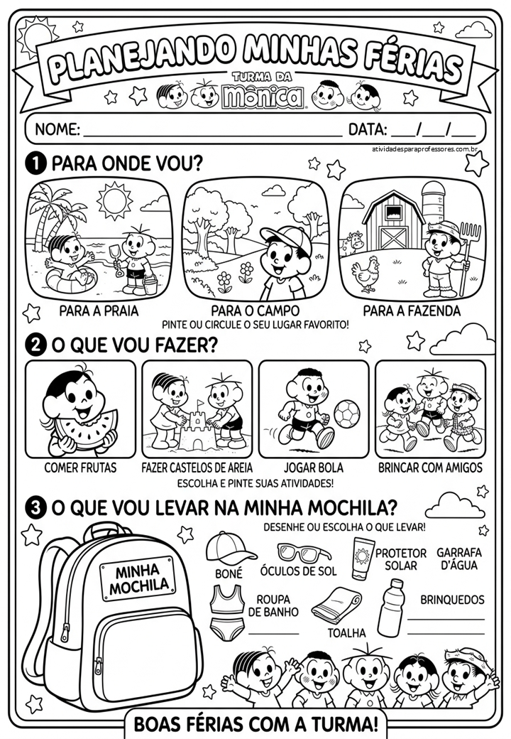 10 Atividades de Planejamento de Férias - atividadesparaprofessores.com.br - 10