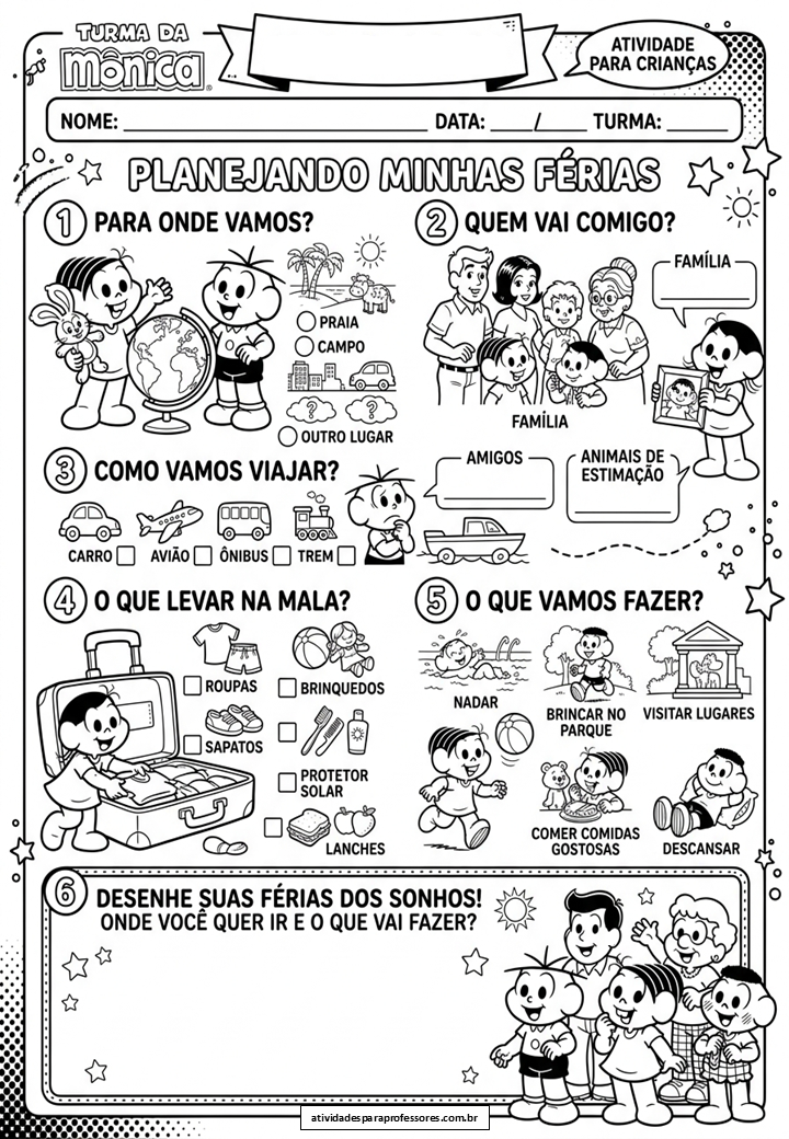 10 Atividades de Planejamento de Férias - atividadesparaprofessores.com.br - 10
