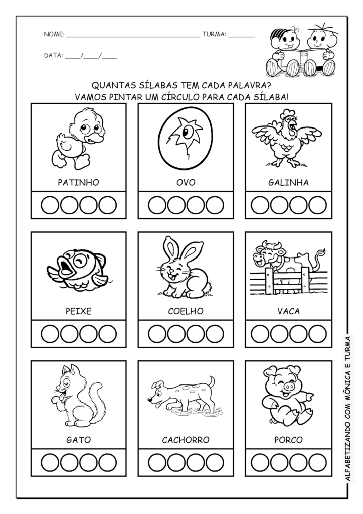Atividades Educativas do Patinho Feio Sílabas