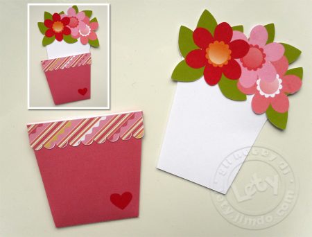 cartão dia das mãe vaso de flores